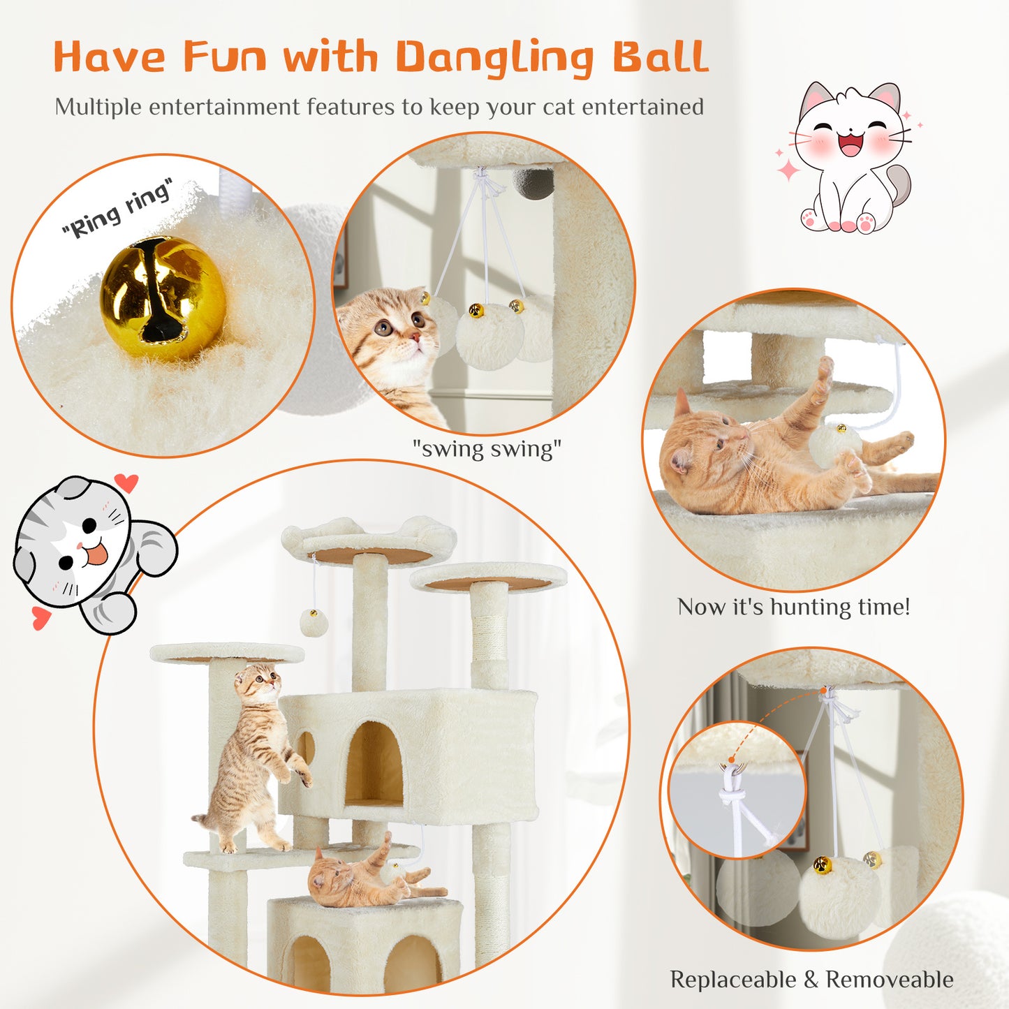 A stylish, all-in-one cat treehouse that combines climbing, lounging, and play—designed for comfort, durability, and endless feline fun