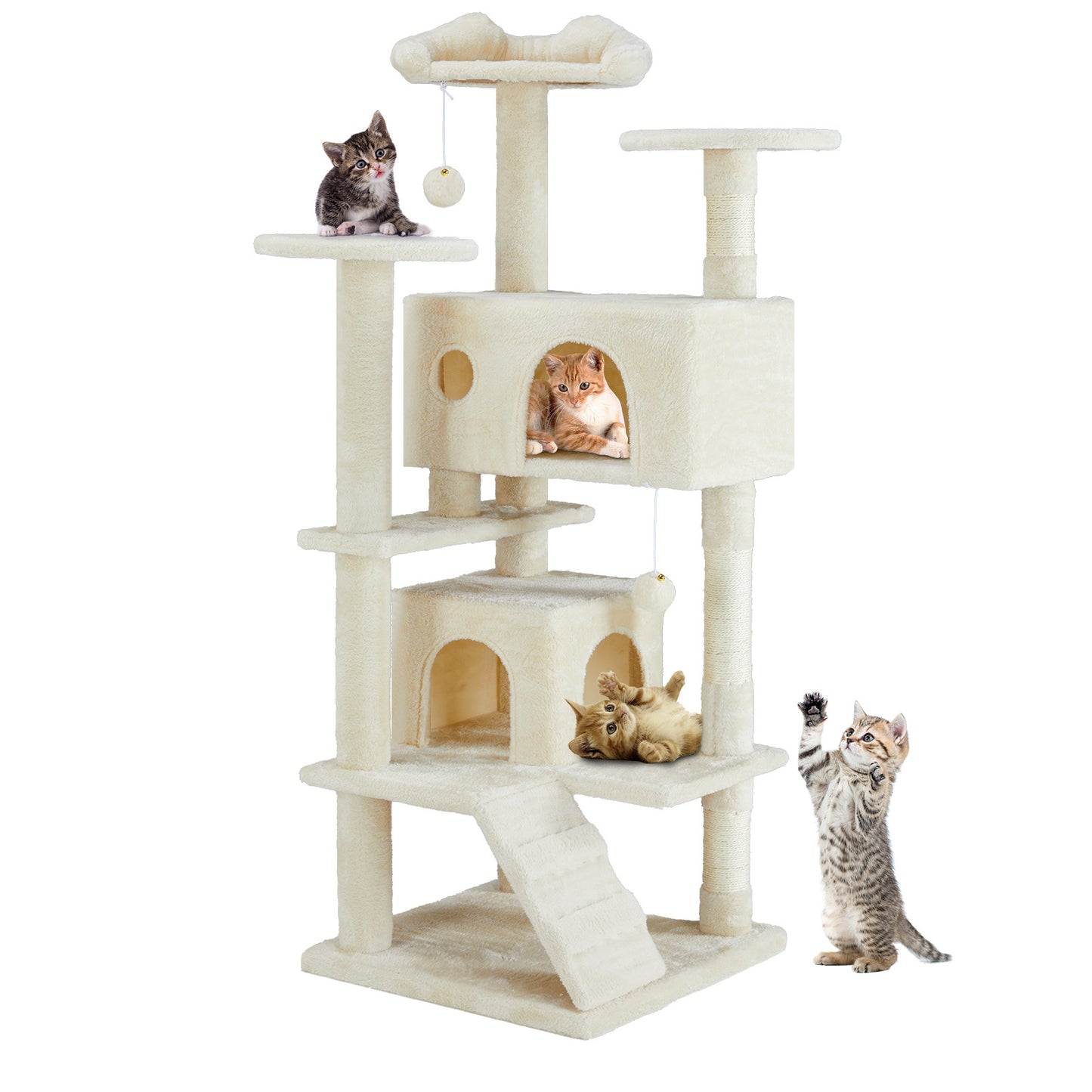 A stylish, all-in-one cat treehouse that combines climbing, lounging, and play—designed for comfort, durability, and endless feline fun