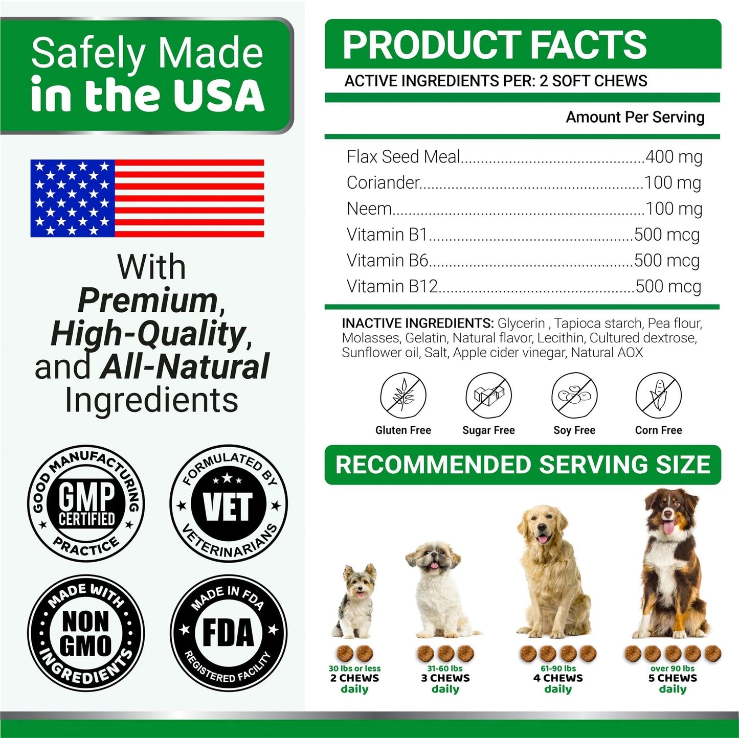 Natural Flea and Tick Prevention Chewables for Dogs 170 Treats All Breeds Ages Made in USA