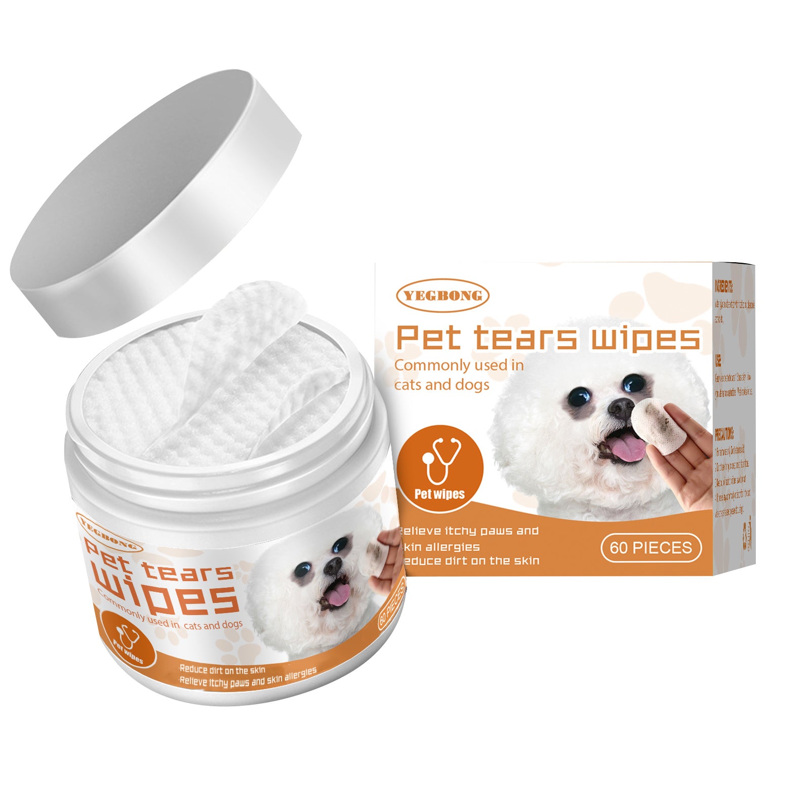 Yegbong Pet Wet Wipes for Dogs and Cats Tear Stain Removal Eye Cleaning Cotton Pads - Chriswell’s