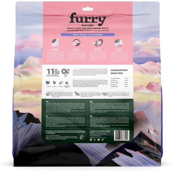 Furry Wonder Freeze Dried Dog Food Turkey And Chicken 16 Oz Grain Free High Protein Complete Meal Or Topper Immune Boost USA Made - Chriswell’s