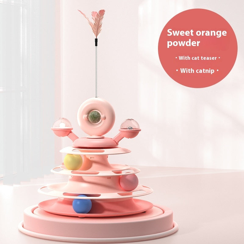 4 Levels Cat Toy Tower Turntable Roller Balls Toys Interactive Intelligence Pets Toys Training Track Puzzle Funny Games Accessories Pet Products - Chriswell’s