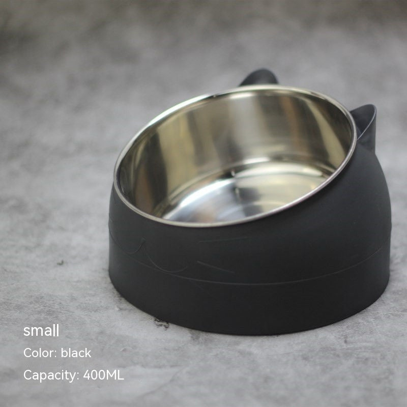 Stainless Steel Double Dog Bowl With Cervical Protection Tilted Pet Food Basin - Chriswell’s