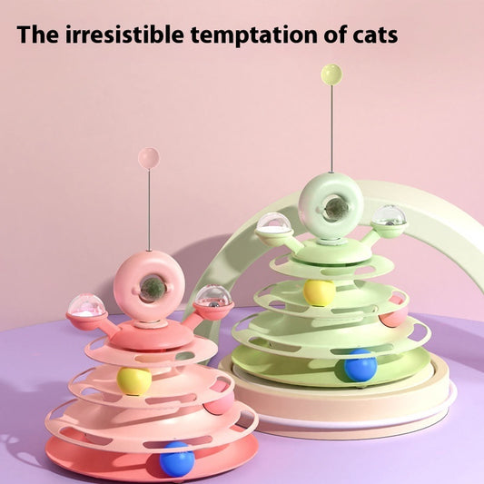 4 Levels Cat Toy Tower Turntable Roller Balls Toys Interactive Intelligence Pets Toys Training Track Puzzle Funny Games Accessories Pet Products - Chriswell’s