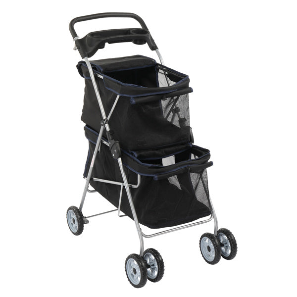 4-Wheeled Double-Decker Pet Stroller for Two Dogs and Cats - Chriswell’s