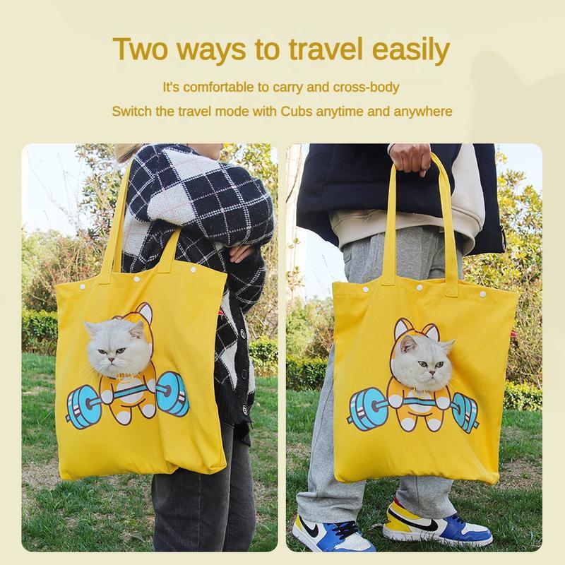 Pet Canvas Shoulder Bag Cute Animal Shaped Cat Carrier Portable Tote Chest Bag Outdoor Travel Carrier for Cats and Dogs - Chriswell’s