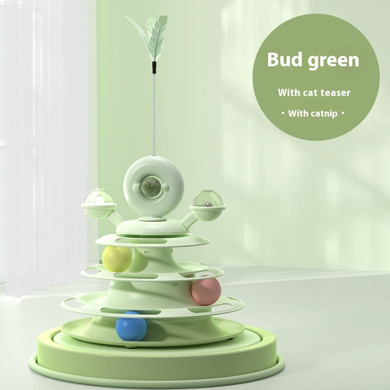 4 Levels Cat Toy Tower Turntable Roller Balls Toys Interactive Intelligence Pets Toys Training Track Puzzle Funny Games Accessories Pet Products - Chriswell’s