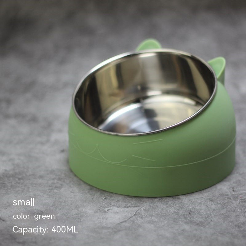 Stainless Steel Double Dog Bowl With Cervical Protection Tilted Pet Food Basin - Chriswell’s