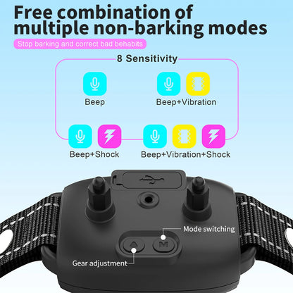 Smart Automatic Anti Barking Dog Collar Rechargeable Bark Stopper HD Digital Display IP67 Waterproof Pet Training Device