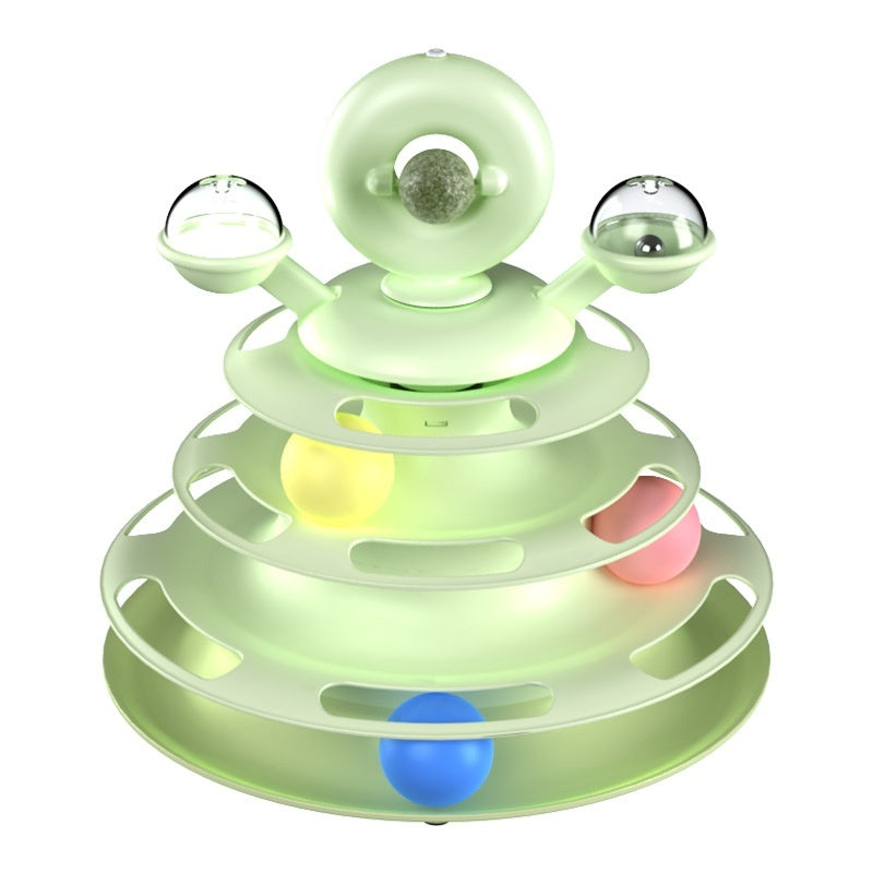 4 Levels Cat Toy Tower Turntable Roller Balls Toys Interactive Intelligence Pets Toys Training Track Puzzle Funny Games Accessories Pet Products - Chriswell’s