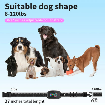 Smart Automatic Anti Barking Dog Collar Rechargeable Bark Stopper HD Digital Display IP67 Waterproof Pet Training Device