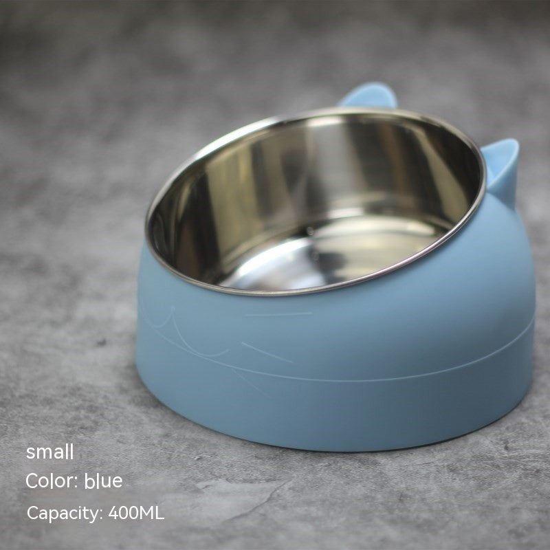 Stainless Steel Double Dog Bowl With Cervical Protection Tilted Pet Food Basin - Chriswell’s