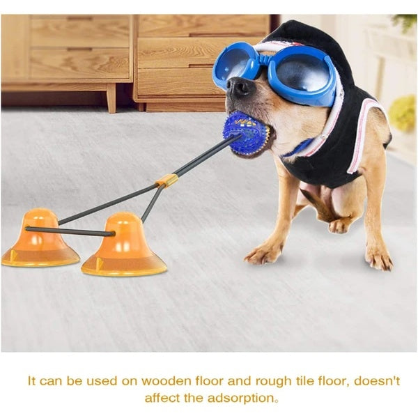 Dog Toy with Suction Cup Rubber Ball Multifunctional Pet Toy Durable Double Suction for Chewing Pulling Playing