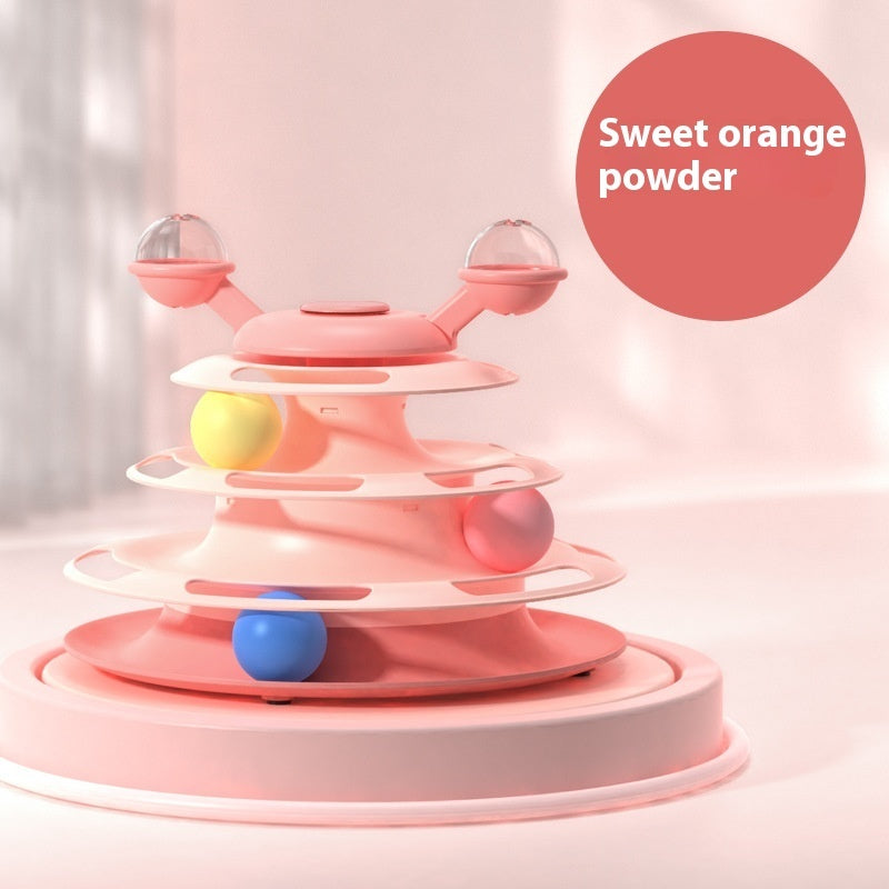 4 Levels Cat Toy Tower Turntable Roller Balls Toys Interactive Intelligence Pets Toys Training Track Puzzle Funny Games Accessories Pet Products - Chriswell’s