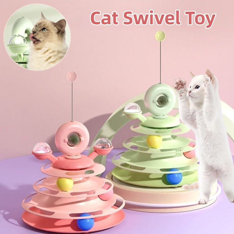 4 Levels Cat Toy Tower Turntable Roller Balls Toys Interactive Intelligence Pets Toys Training Track Puzzle Funny Games Accessories Pet Products - Chriswell’s