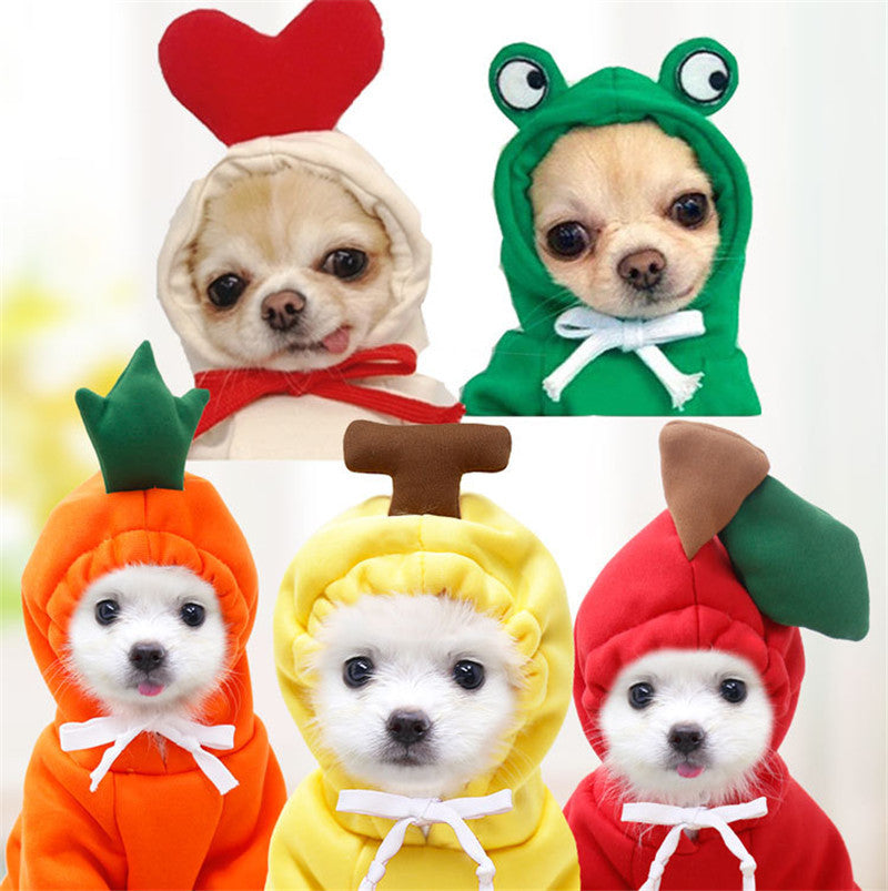 Cute Fruit Hoodies Winter Warm Fleece Dog Clothes for Small Dogs Puppy Cat Costume Coat for French Chihuahua - Chriswell’s