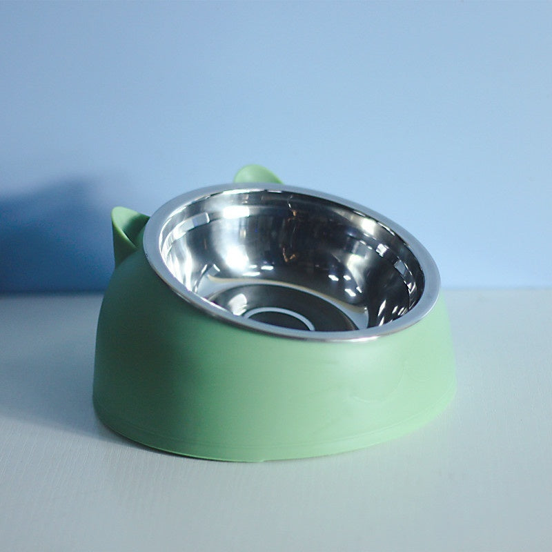 Stainless Steel Double Dog Bowl With Cervical Protection Tilted Pet Food Basin - Chriswell’s