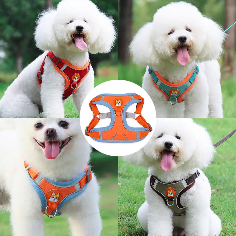 New Dog Leash And Harness Set Adjustable Puppy Cat Harness Vest Reflective No Pull Lead For Small Dogs And Chihuahuas