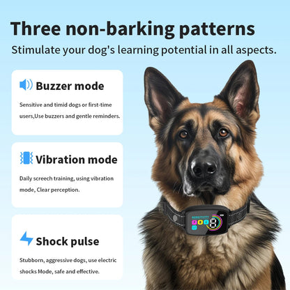 Smart Automatic Anti Barking Dog Collar Rechargeable Bark Stopper HD Digital Display IP67 Waterproof Pet Training Device