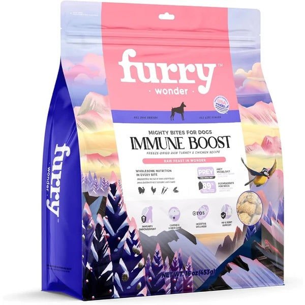 Furry Wonder Freeze Dried Dog Food Turkey And Chicken 16 Oz Grain Free High Protein Complete Meal Or Topper Immune Boost USA Made - Chriswell’s