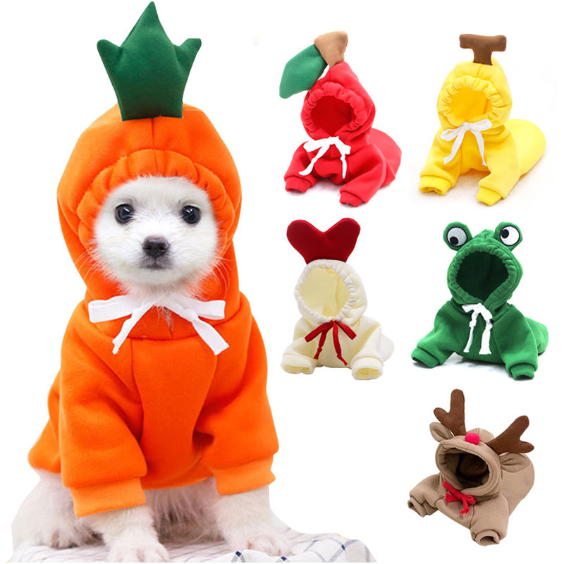 Cute Fruit Hoodies Winter Warm Fleece Dog Clothes for Small Dogs Puppy Cat Costume Coat for French Chihuahua - Chriswell’s