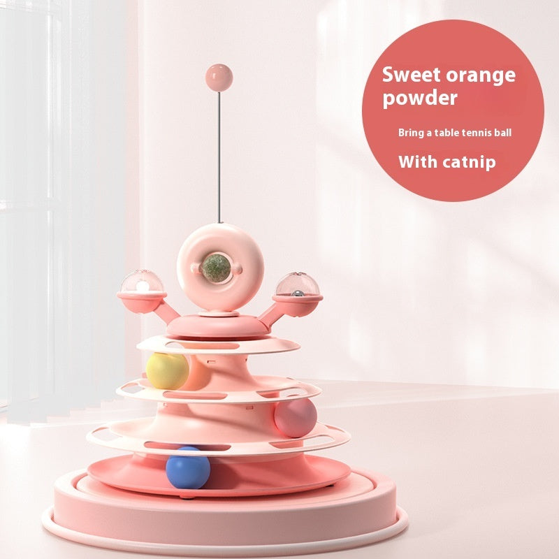 4 Levels Cat Toy Tower Turntable Roller Balls Toys Interactive Intelligence Pets Toys Training Track Puzzle Funny Games Accessories Pet Products - Chriswell’s
