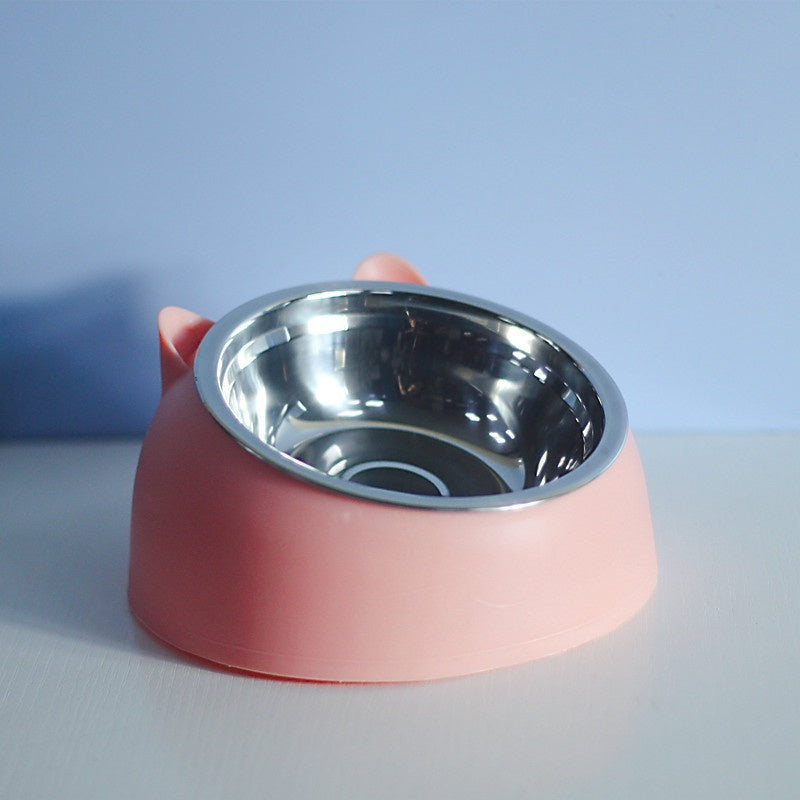 Stainless Steel Double Dog Bowl With Cervical Protection Tilted Pet Food Basin - Chriswell’s