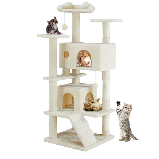 A stylish, all-in-one cat treehouse that combines climbing, lounging, and play—designed for comfort, durability, and endless feline fun