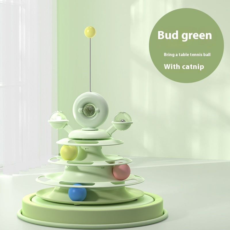 4 Levels Cat Toy Tower Turntable Roller Balls Toys Interactive Intelligence Pets Toys Training Track Puzzle Funny Games Accessories Pet Products - Chriswell’s